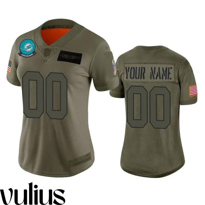 Dolphins Custom Jersey, Olive Woman's Jersey, 2019 Salute to Service Limited Jersey -