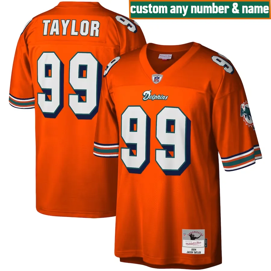 Dolphins Custom Jersey, Orange Men's, 2004 Legacy  Jersey