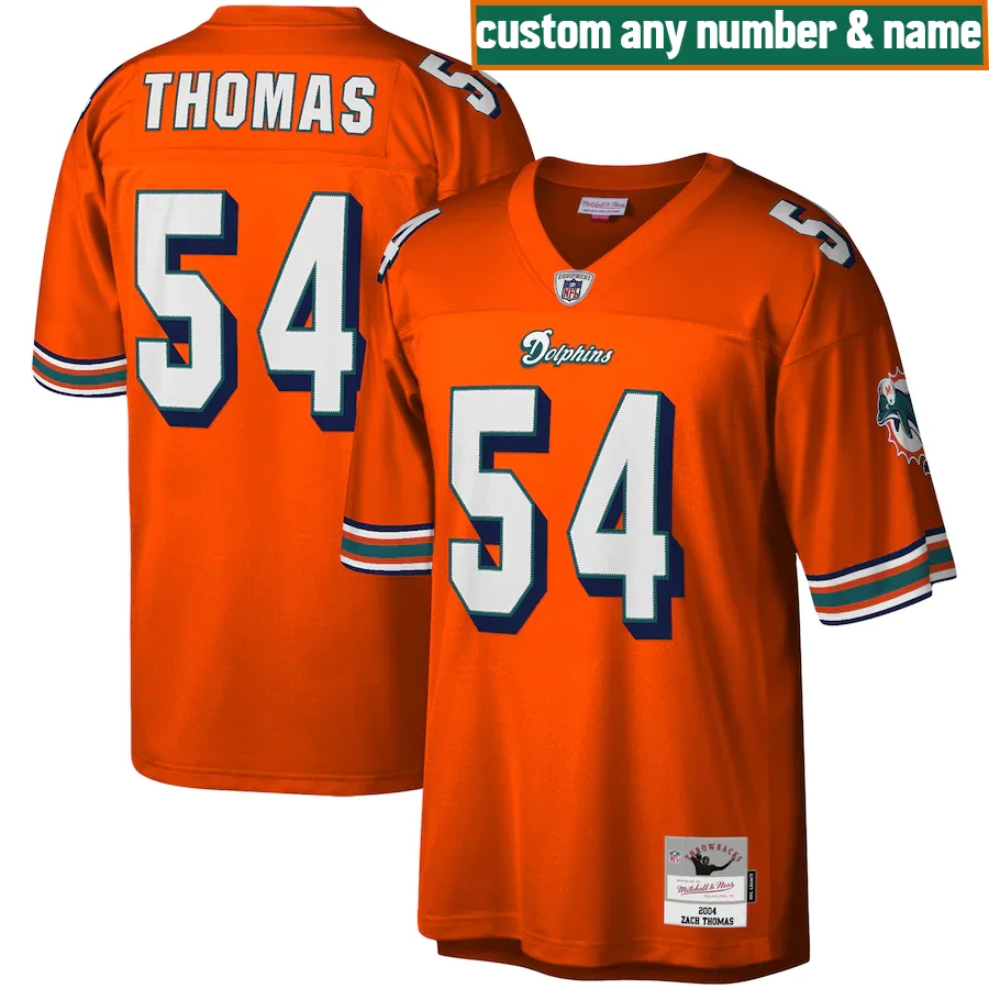 Dolphins Custom Jersey, Orange Men's, 2004 Legacy  Jersey