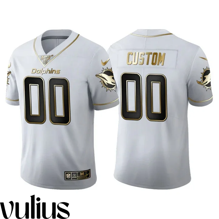 Dolphins Custom Jersey, White Men's Jersey, 2020 Draft Golden Edition Jersey -