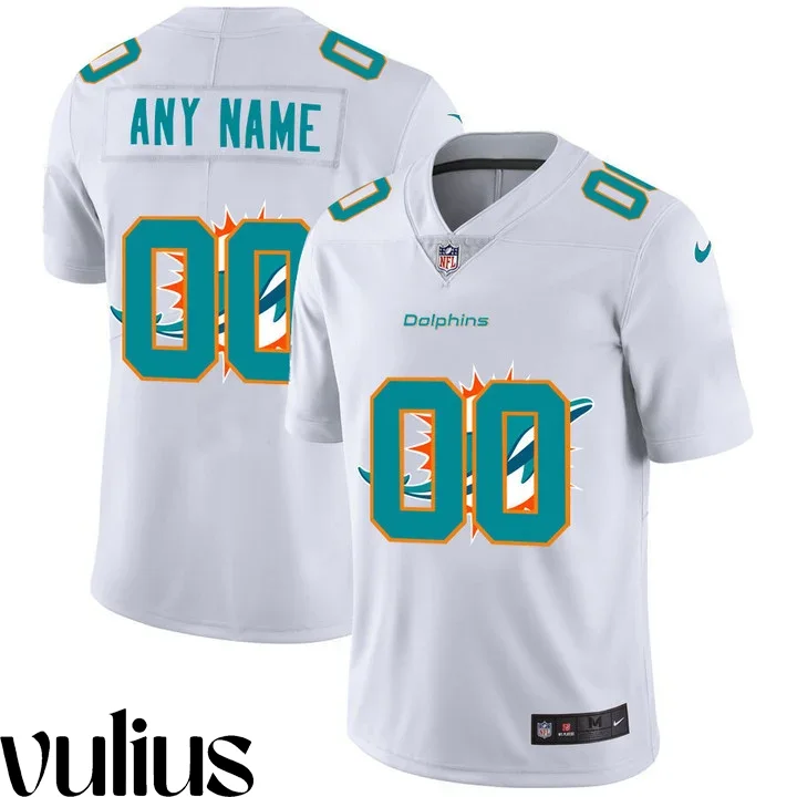 Dolphins Custom Jersey, White Men's Jersey, Team Big Logo Vapor Untouchable Limited Jersey -