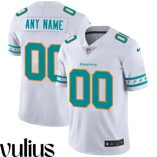 Dolphins Custom Jersey, White Men's Jersey, Team Logo Vapor Limited Jersey -