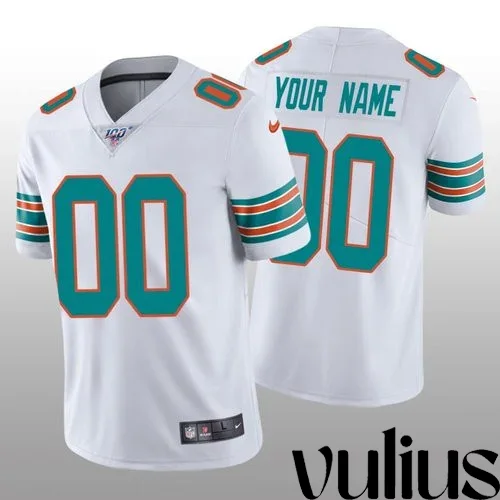 Dolphins Custom Jersey, White Men's Jersey, Vapor Limited 100th Season Jersey -