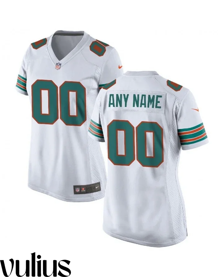 Dolphins Custom Jersey, White Woman's Jersey, 2019 Alternate  Jersey