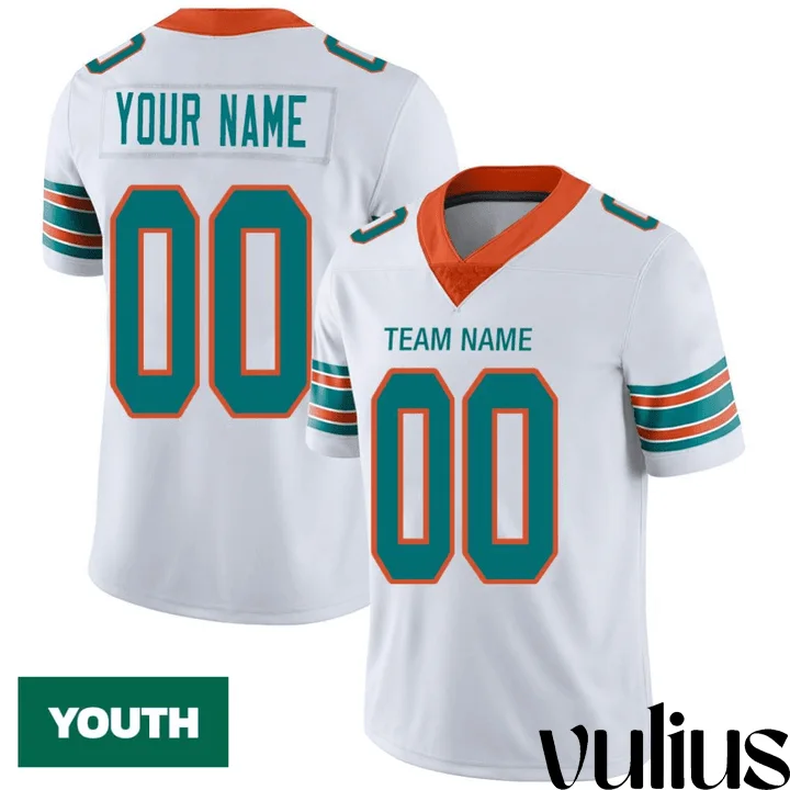 Dolphins Custom Jersey, White Youth's Jersey, Stitched American Football Jerseys -
