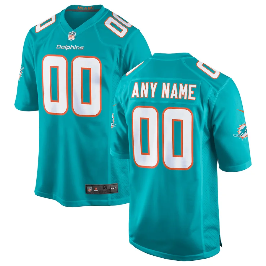 Miami Dolphins Youth Aqua Custom Game Jersey -