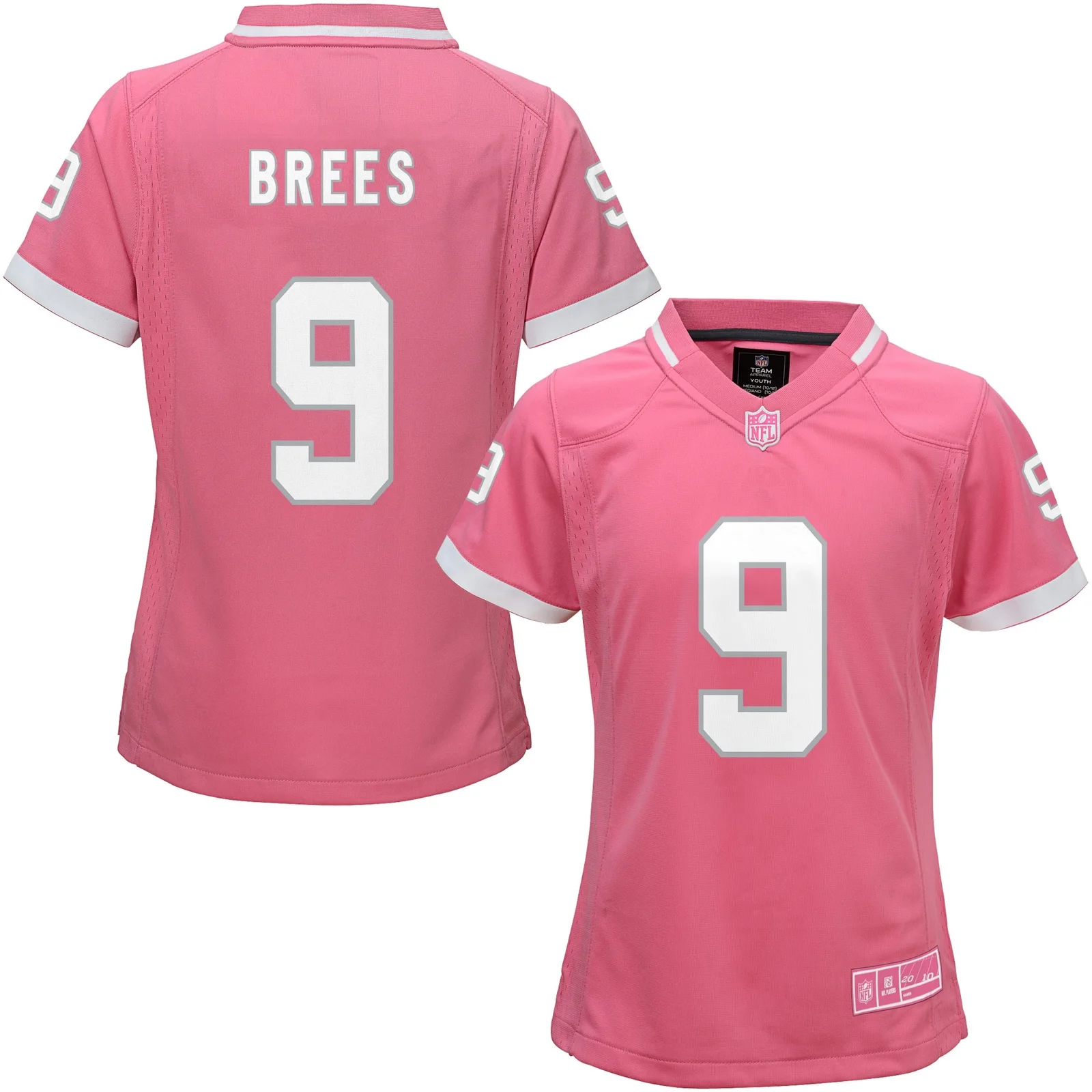 Drew Brees New Orleans Saints Girls Youth Bubble Gum Jersey - Pink -
