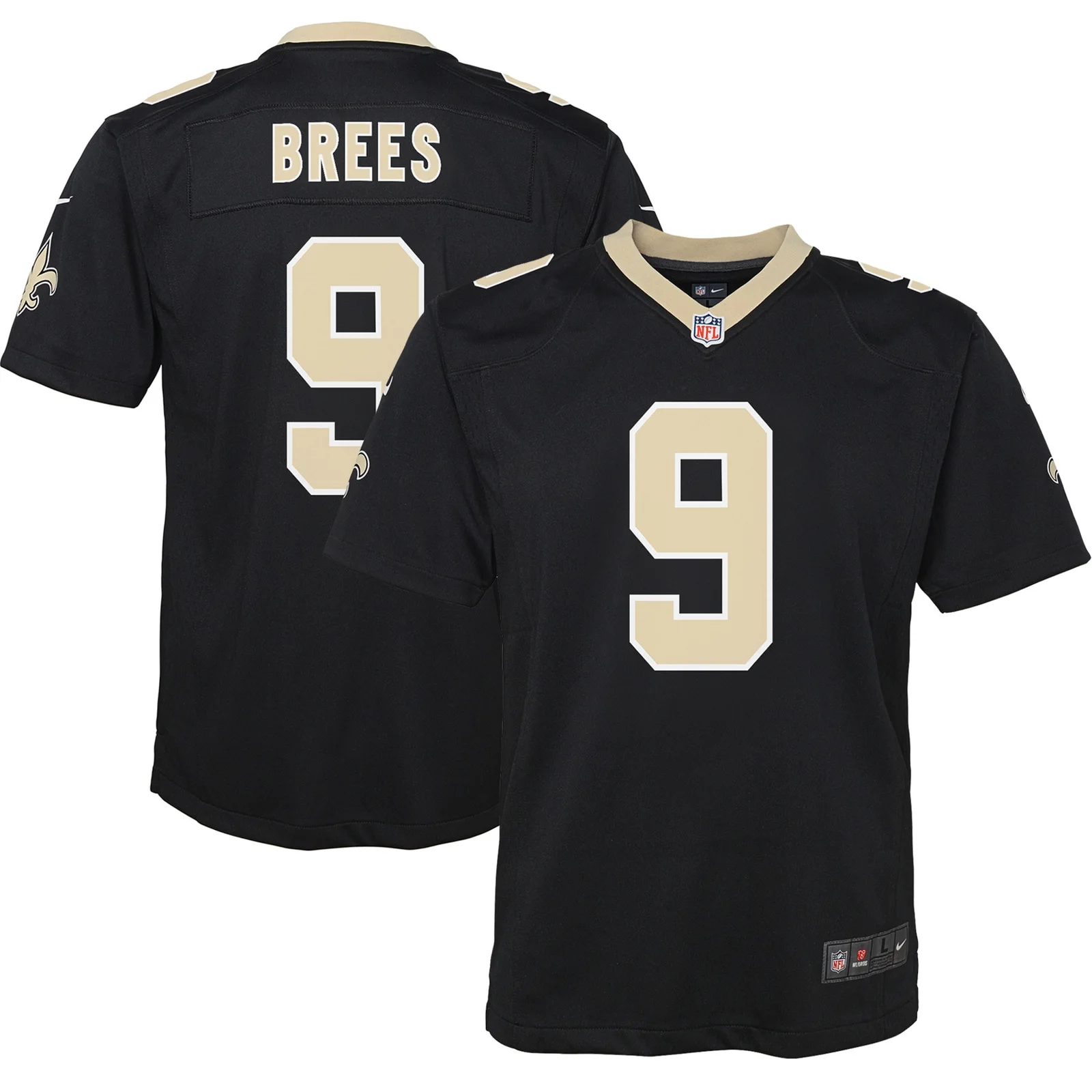 Drew Brees New Orleans Saints Youth Team Color Game Jersey - Black -