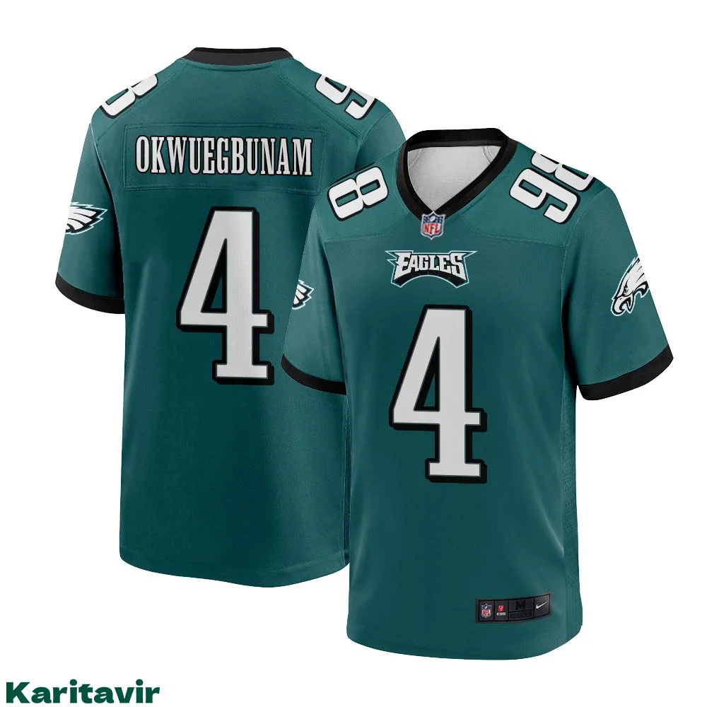 Albert Okwuegbunam No 4 Eagles Green Jersey for man NFL Uniform
