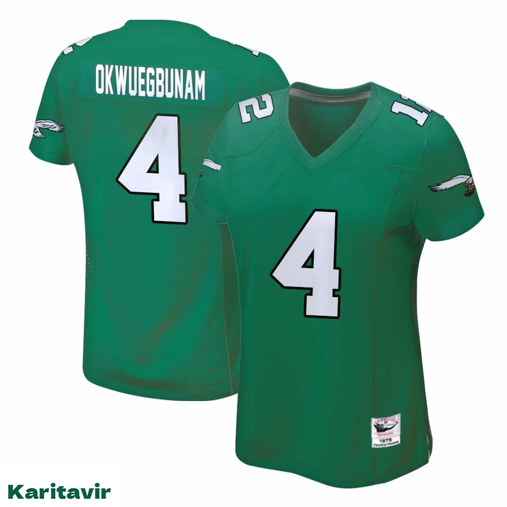 Albert Okwuegbunam No 4 Eagles Kelly Green Jersey for Women NFL Uniform 1