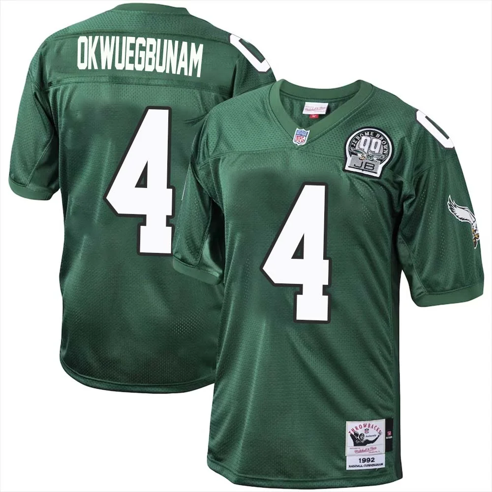 Albert Okwuegbunam No 4 Men Philadelphia Eagles Mitchell Ness Kelly Green 1992 Authentic Throwback Retired Player Jersey 1
