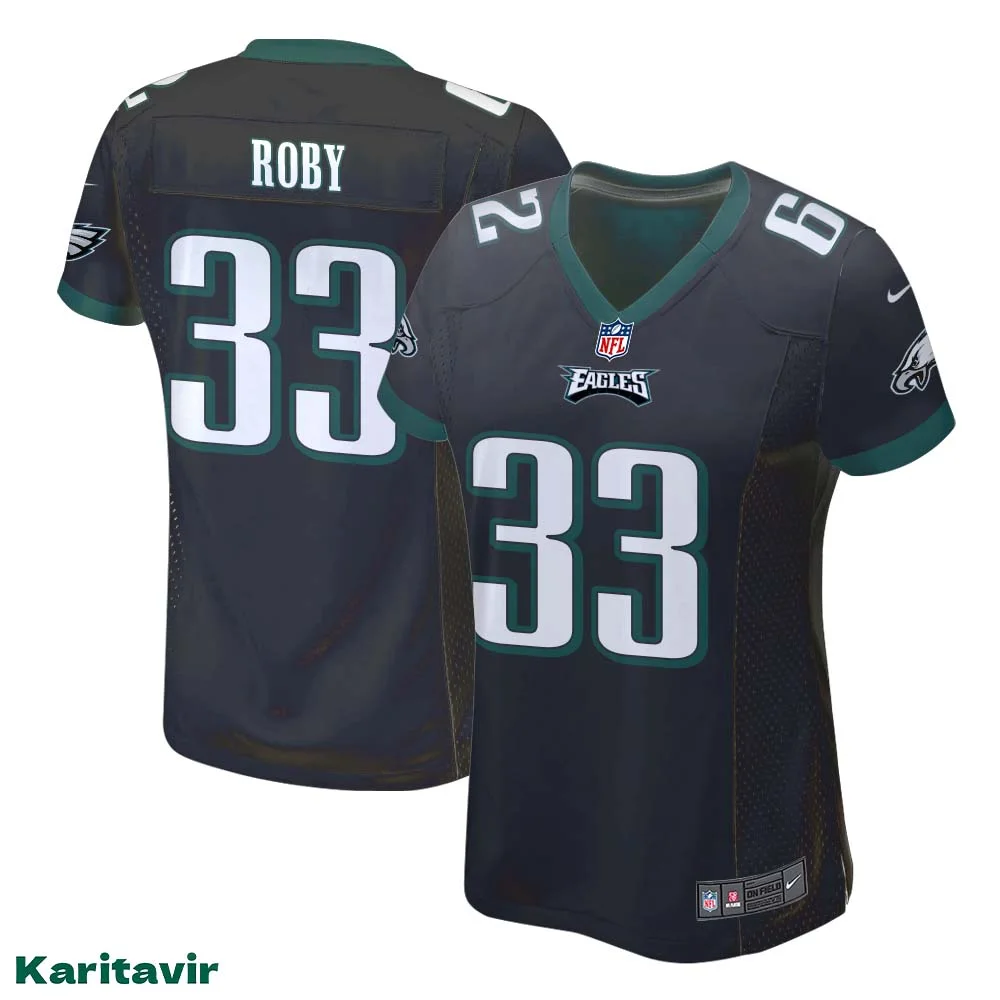 Bradley Roby No 33 Eagles Black Jersey for Women NFL Uniform