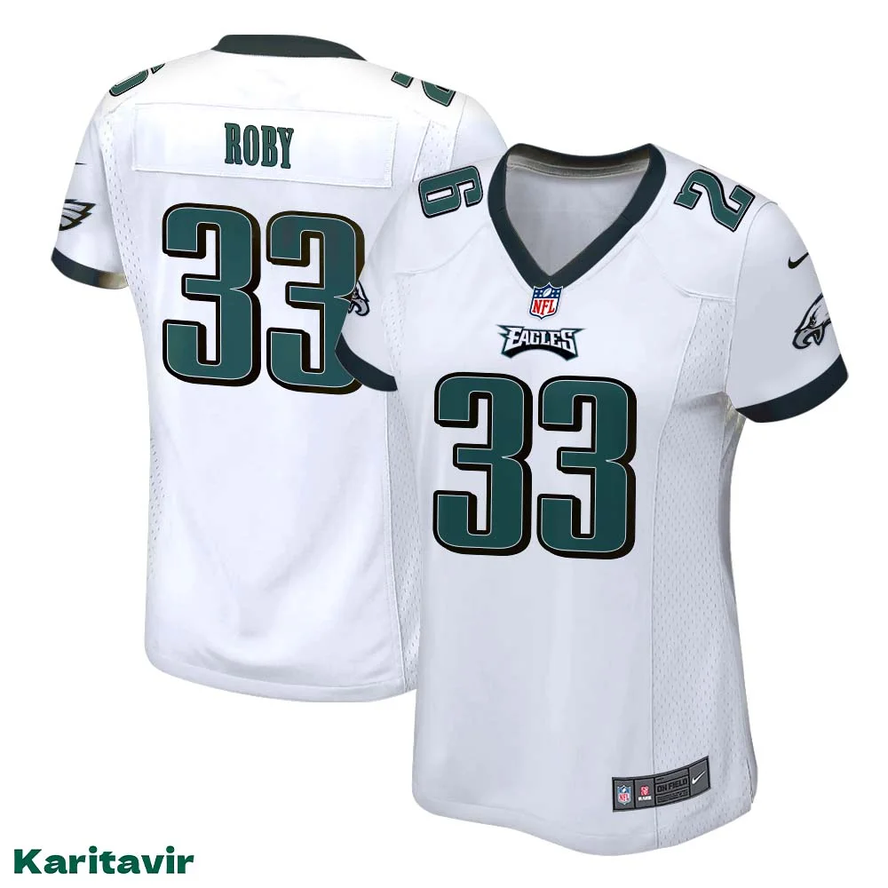 Bradley Roby No 33 Eagles White Jersey for Women NFL Uniform 1