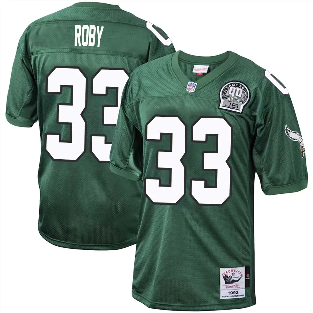 Bradley Roby No 33 Men Philadelphia Eagles Mitchell Ness Kelly Green 1992 Authentic Throwback Retired Player Jersey