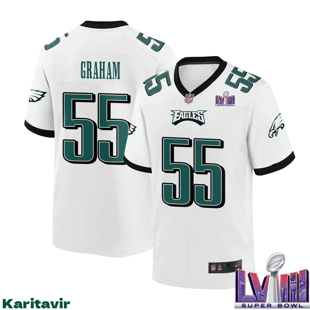 Brandon Graham No 55 Men White Philadelphia Eagles Super Bowl LVIII Away Game Player Jersey