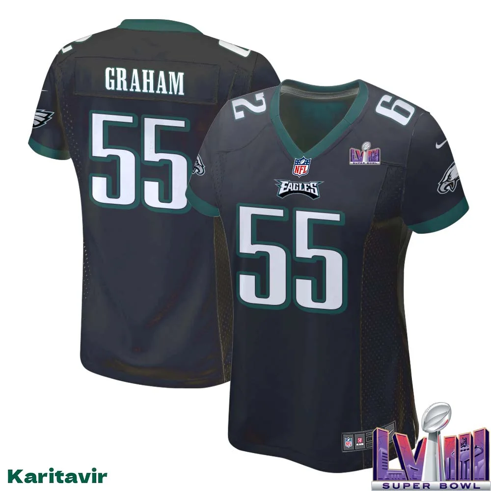 Brandon Graham No 55 Women Black Philadelphia Eagles Super Bowl LVIII Alternate Game Player Jersey