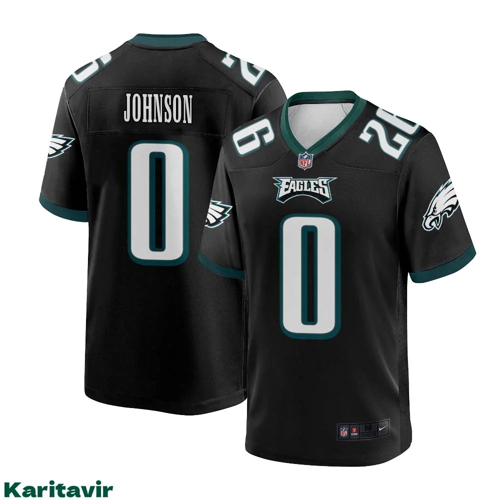 Brian Johnson No 0 Black Eagles Jersey for man NFL Uniform 1