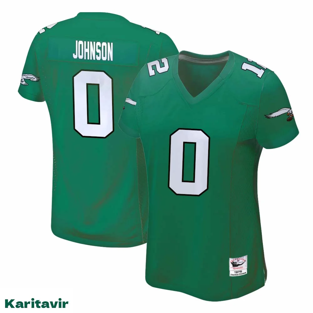 Brian Johnson No 0 Eagles Kelly Green Jersey for Women NFL Uniform