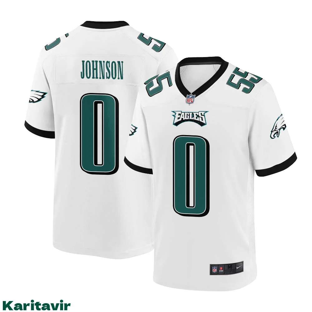 Brian Johnson No 0 White Eagles Jersey for man NFL Uniform 1