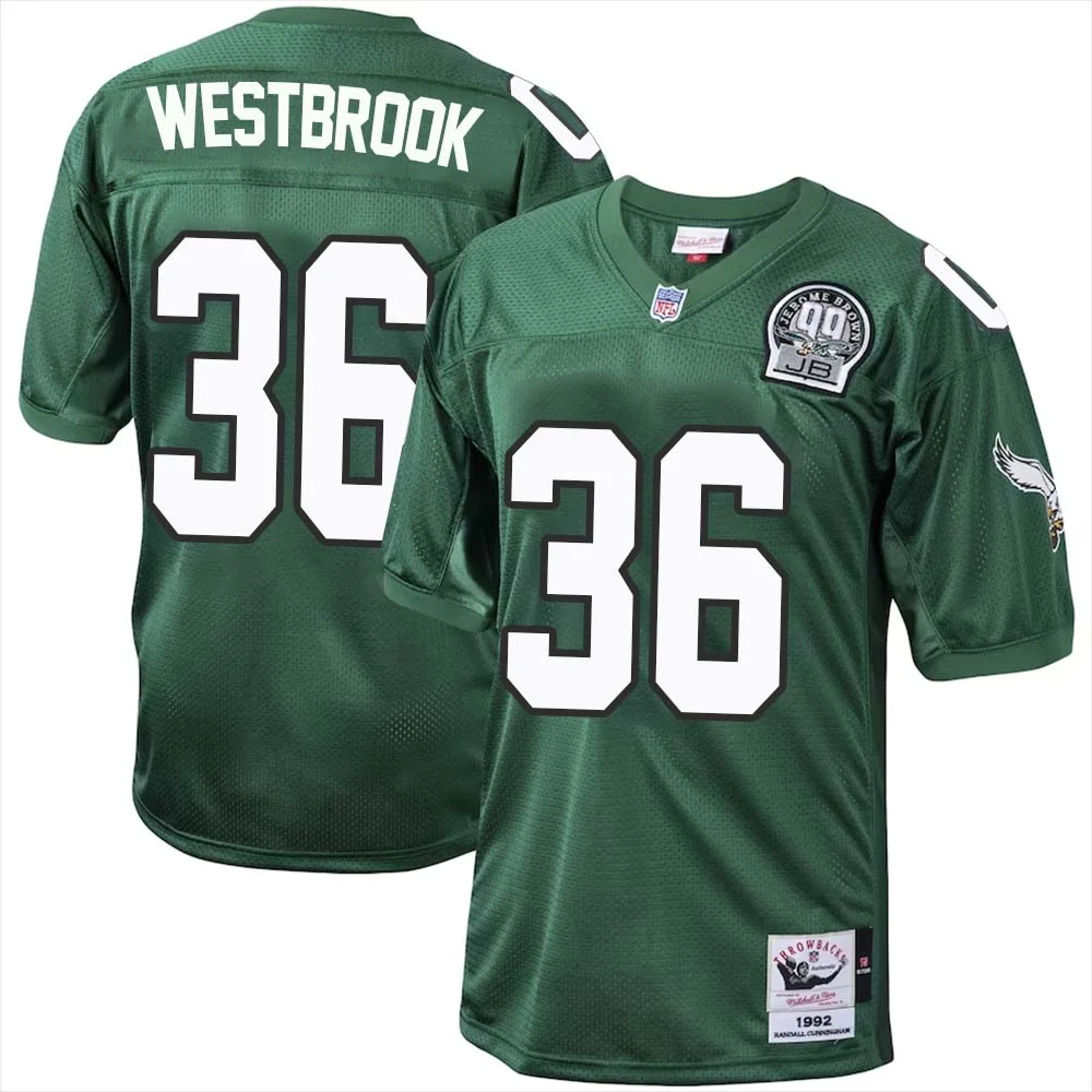 Brian Westbrook No 36 Philadelphia Eagles Mitchell Ness Kelly Green 1992 Authentic Throwback Retired Player Jersey 1