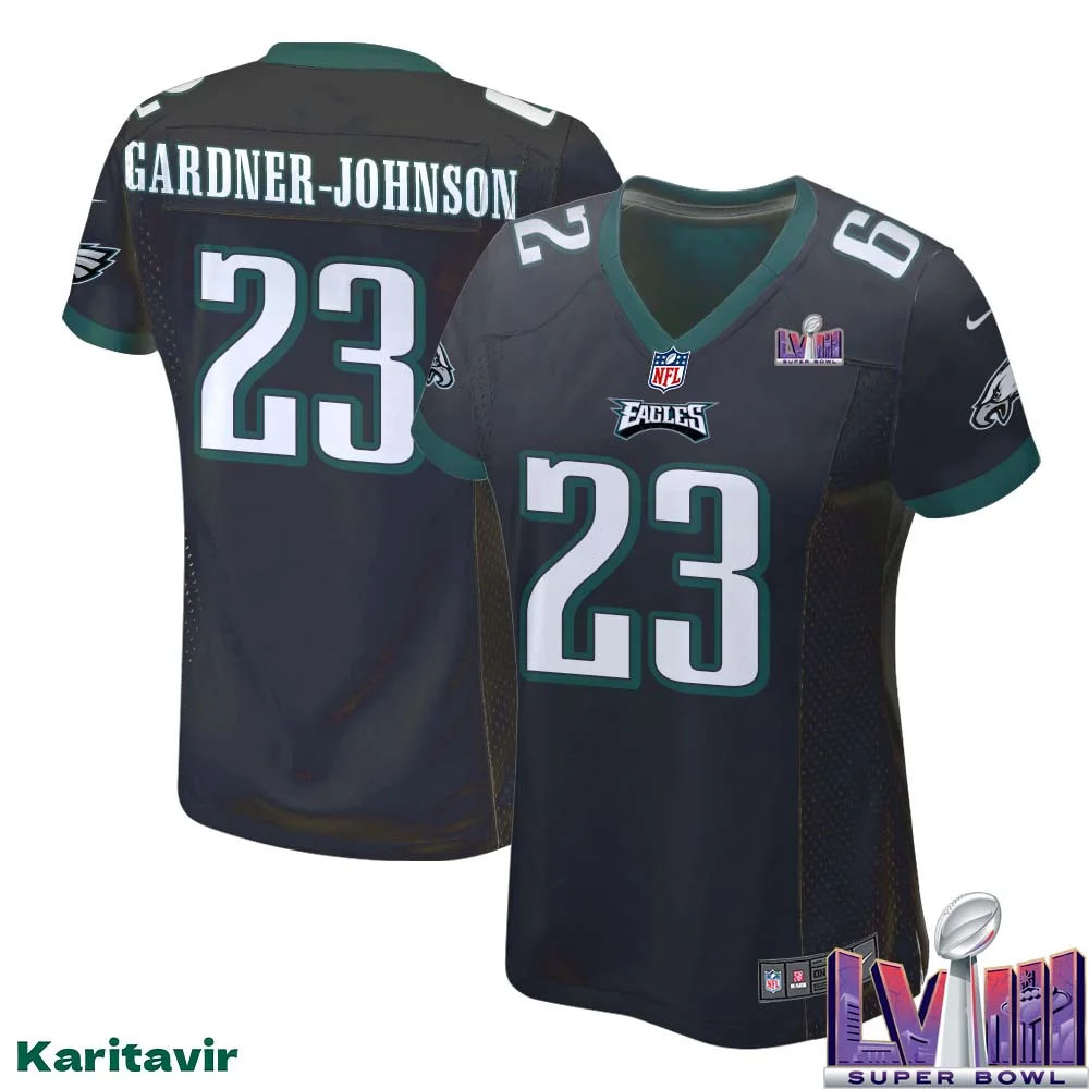 C.J. Gardner Johnson No 23 Women Black Philadelphia Eagles Super Bowl LVIII Alternate Game Player Jersey