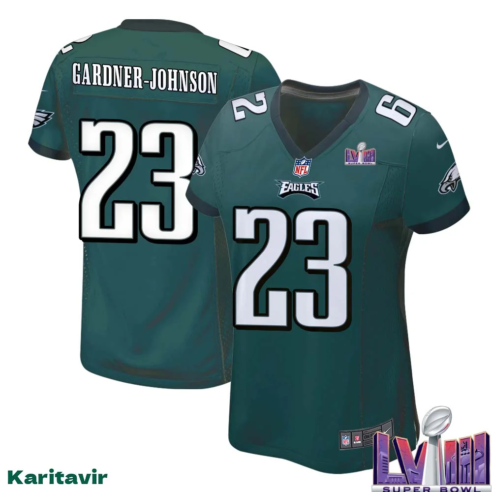 C.J. Gardner Johnson No 23 Women Midnight Green Philadelphia Eagles Super Bowl LVIII Home Game Player Jersey 1