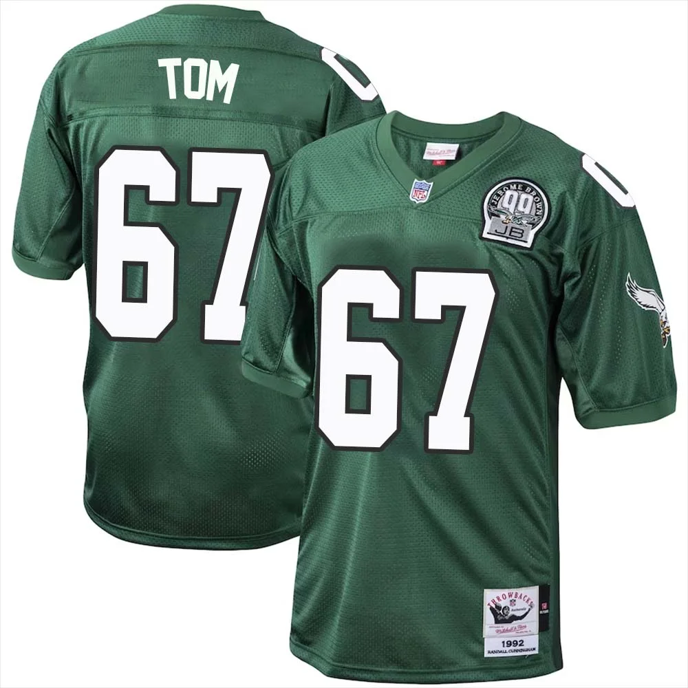Cameron Tom No 67 Philadelphia Eagles Mitchell Ness Kelly Green 1992 Authentic Throwback Retired Player Jersey
