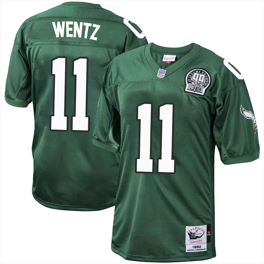 Carson Wentz No 11 Philadelphia Eagles Mitchell Ness Kelly Green 1992 Authentic Throwback Retired Player Jersey