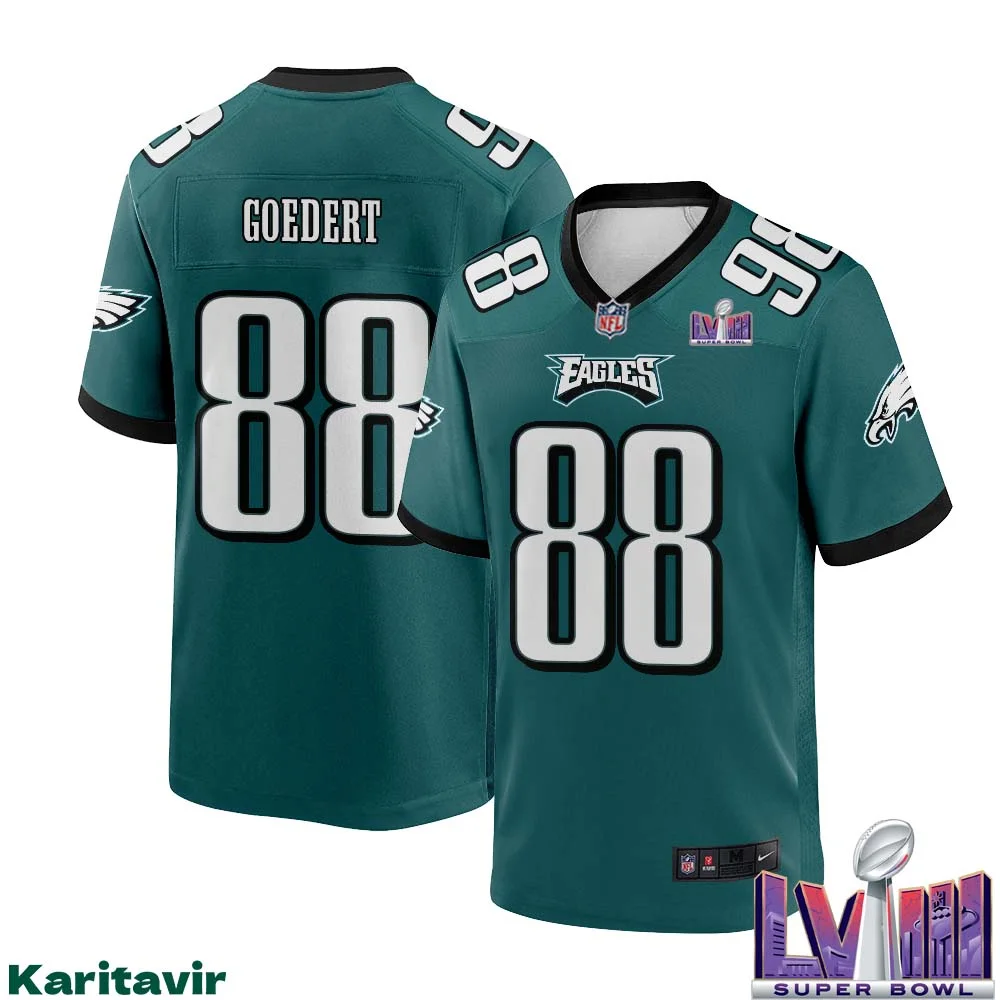 Dallas Goedert No 88 Men Midnight Green Philadelphia Eagles Super Bowl LVIII Home Game Player Jersey