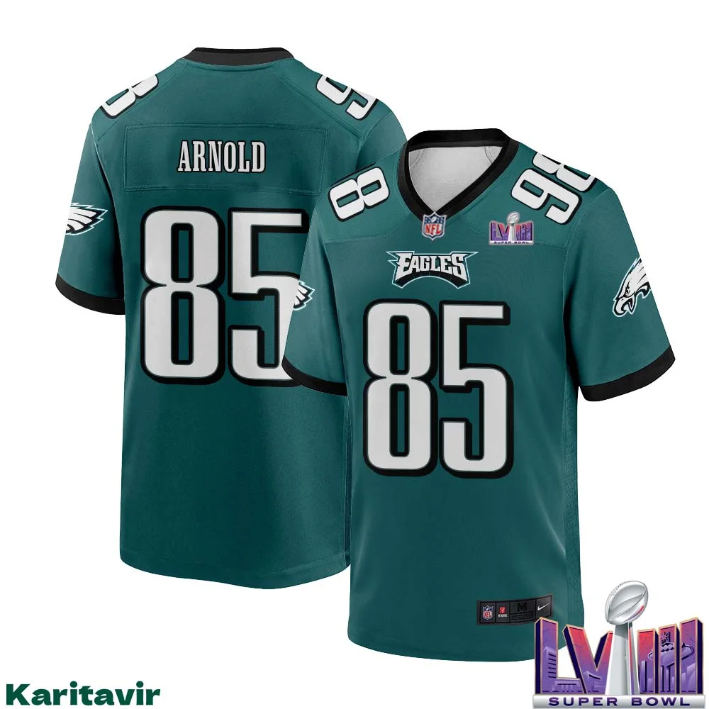 Dan Arnold No 85 Men Midnight Green Philadelphia Eagles Super Bowl LVIII Home Game Player Jersey