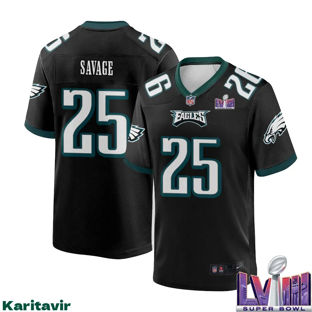 Darnell Savage No 25 Men Black Philadelphia Eagles Super Bowl LVIII Alternate Game Player Jersey 1