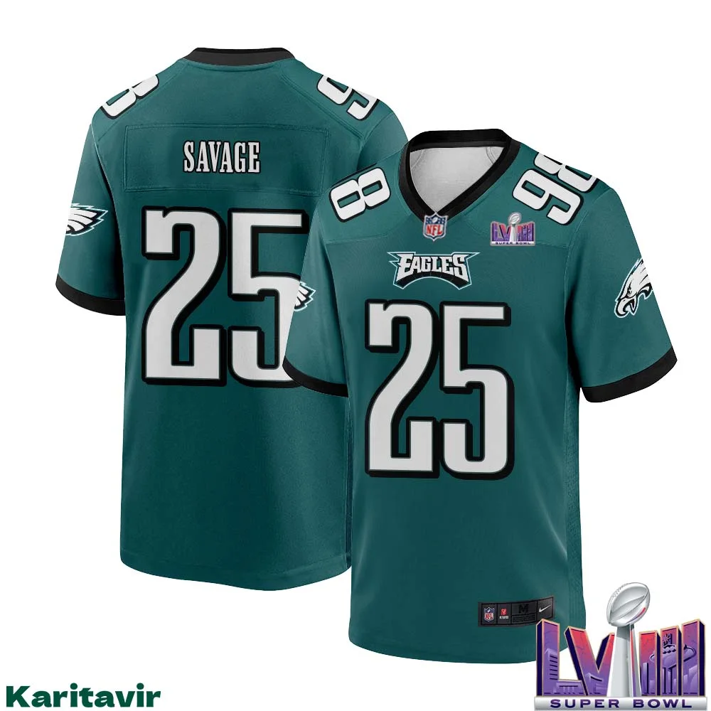 Darnell Savage No 25 Men Midnight Green Philadelphia Eagles Super Bowl LVIII Home Game Player Jersey 1