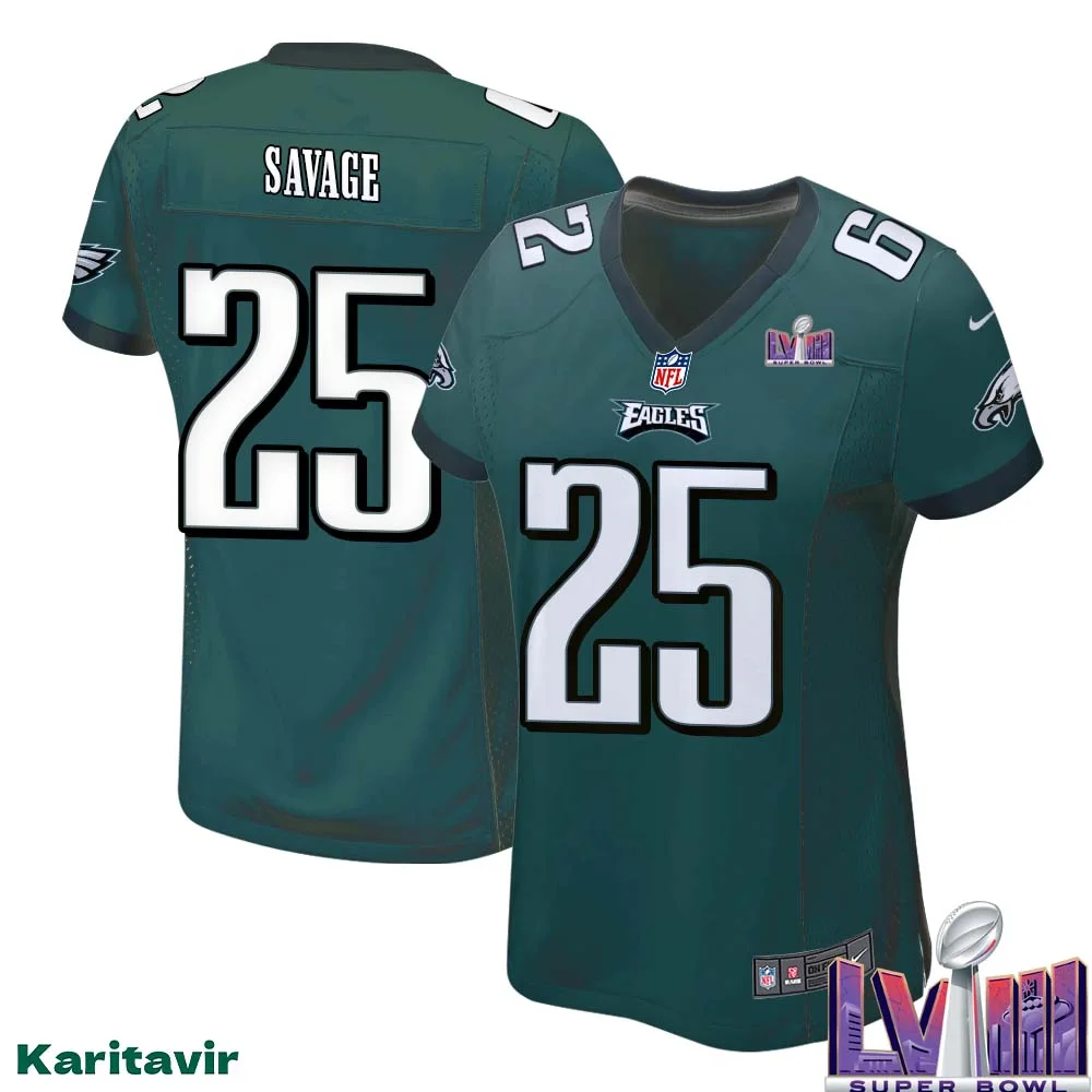 Darnell Savage No 25 Women Midnight Green Philadelphia Eagles Super Bowl LVIII Home Game Player Jersey