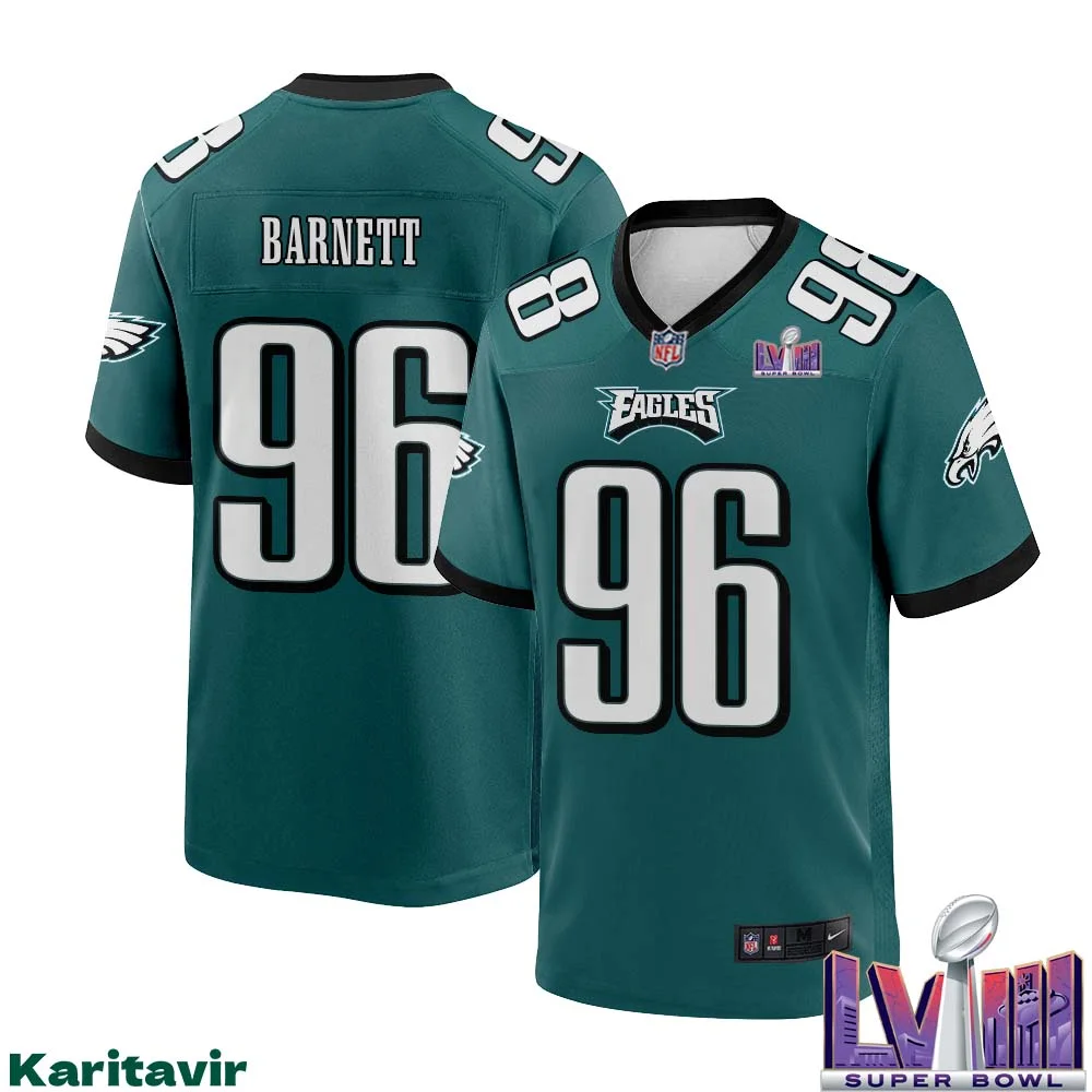 Derek Barnett No 96 Men Midnight Green Philadelphia Eagles Super Bowl LVIII Home Game Player Jersey