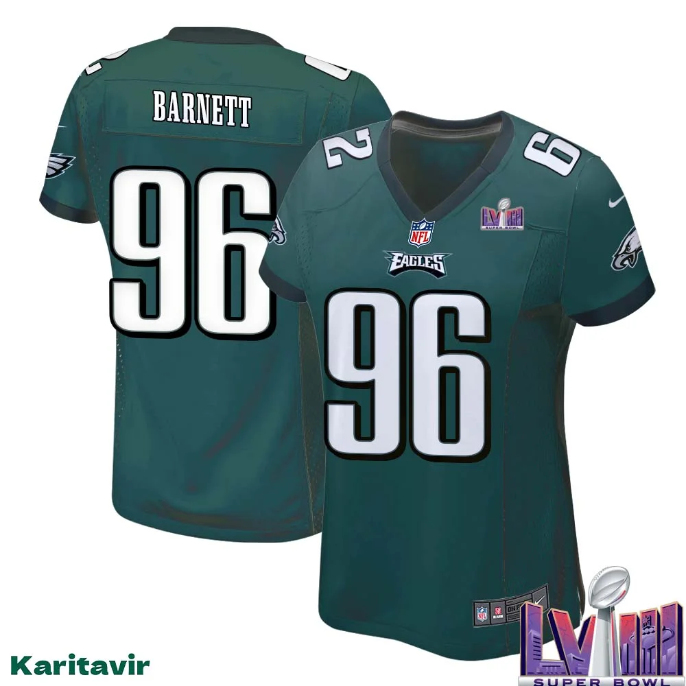 Derek Barnett No 96 Women Midnight Green Philadelphia Eagles Super Bowl LVIII Home Game Player Jersey