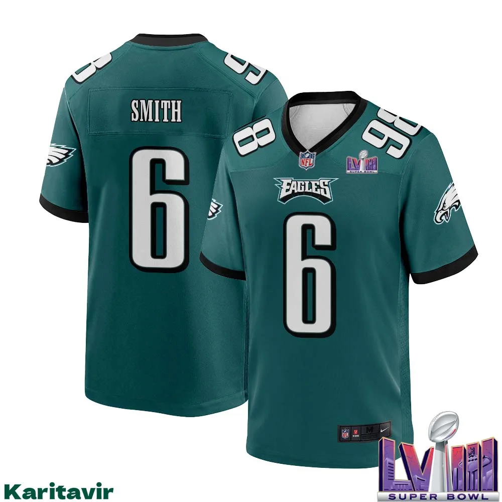 Devonta Smith No 6 Men Midnight Green Philadelphia Eagles Super Bowl LVIII Home Game Player Jersey