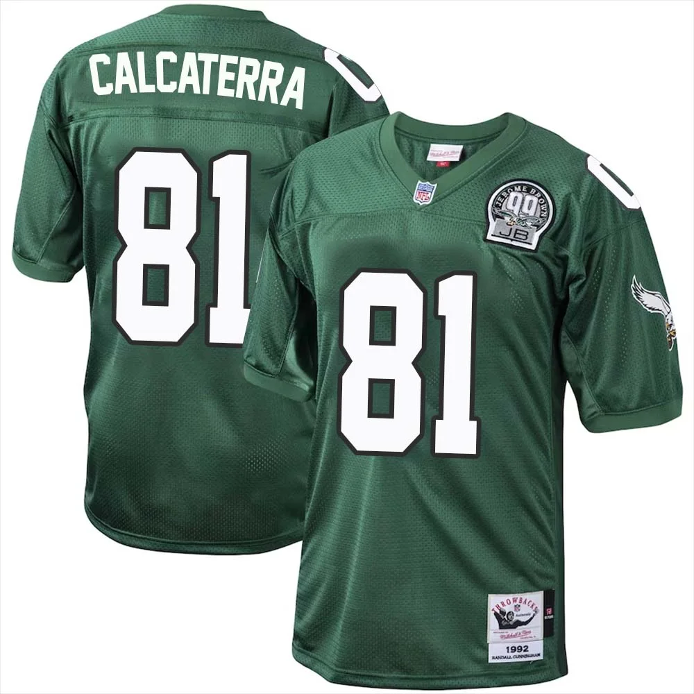 Grant Calcaterra No 81 Philadelphia Eagles Mitchell Ness Kelly Green 1992 Authentic Throwback Retired Player Jersey