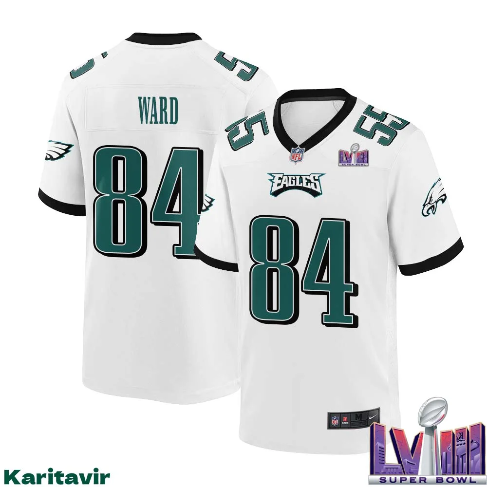 Greg Ward No 84 Men White Philadelphia Eagles Super Bowl LVIII Away Game Player Jersey