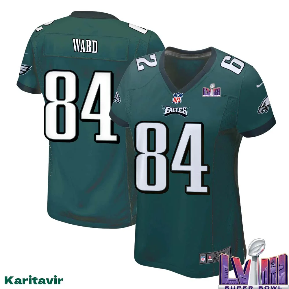 Greg Ward No 84 Women Midnight Green Philadelphia Eagles Super Bowl LVIII Home Game Player Jersey