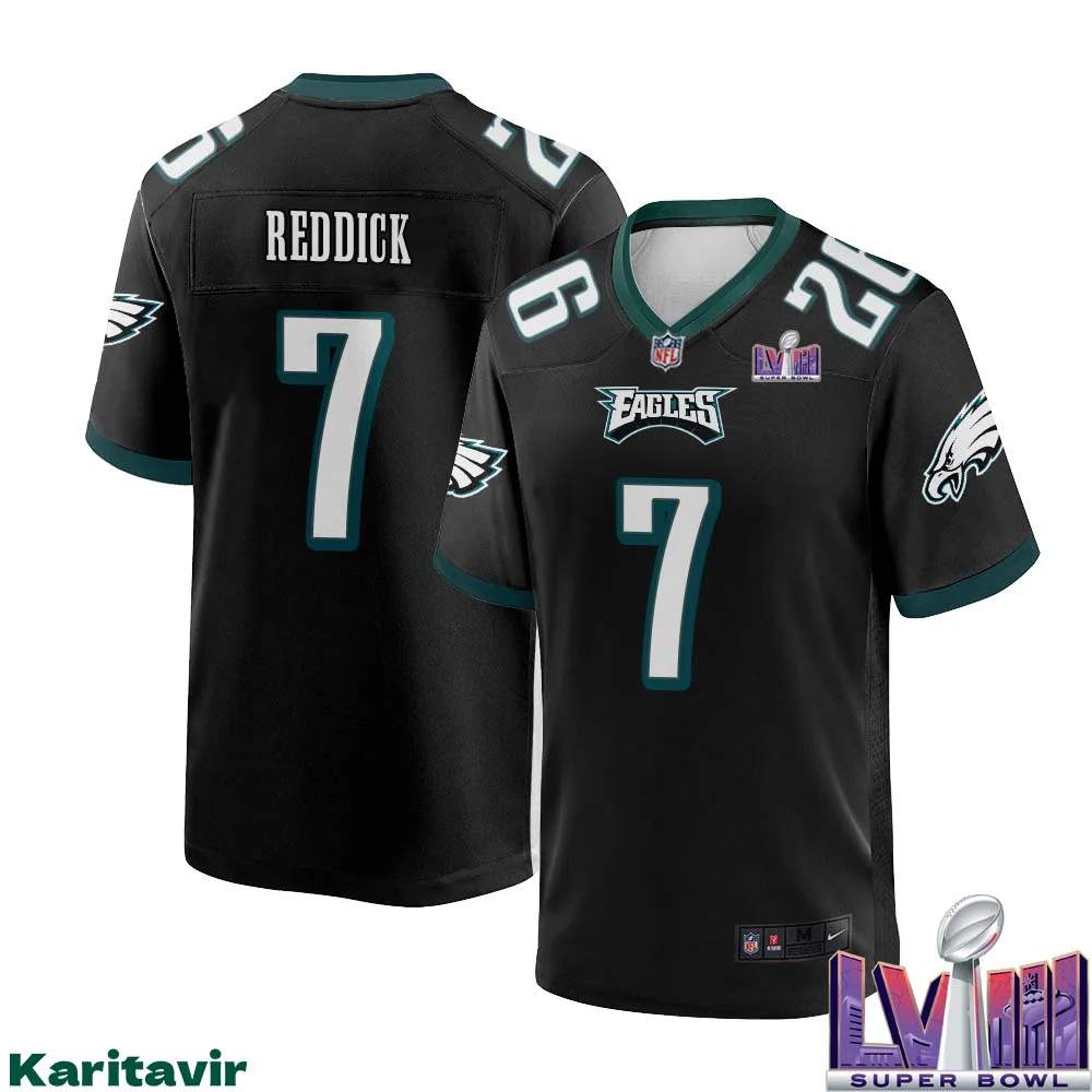 Haason Reddick No 7 Men Black Philadelphia Eagles Super Bowl LVIII Alternate Game Player Jersey