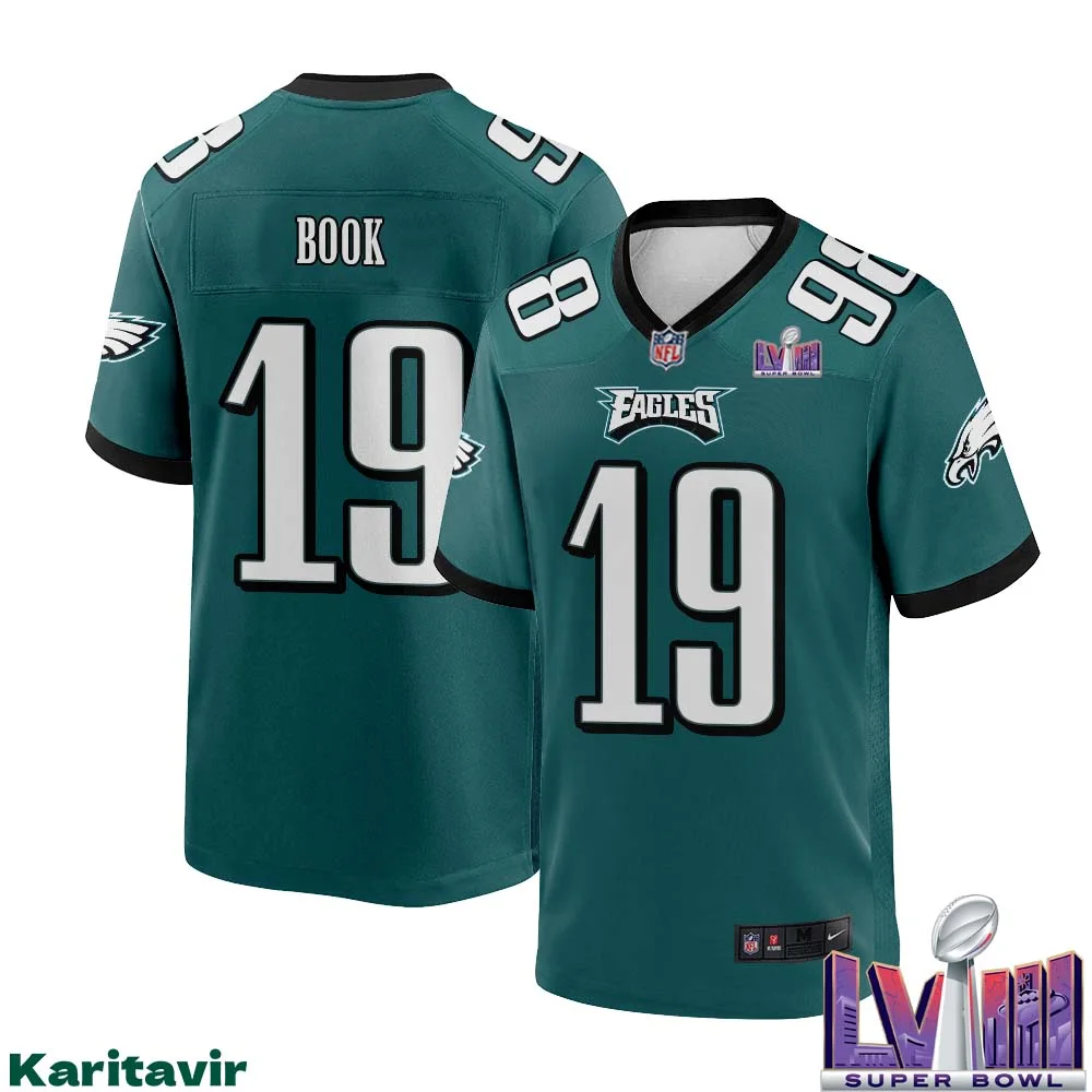 Ian Book No 19 Men Midnight Green Philadelphia Eagles Super Bowl LVIII Home Game Player Jersey