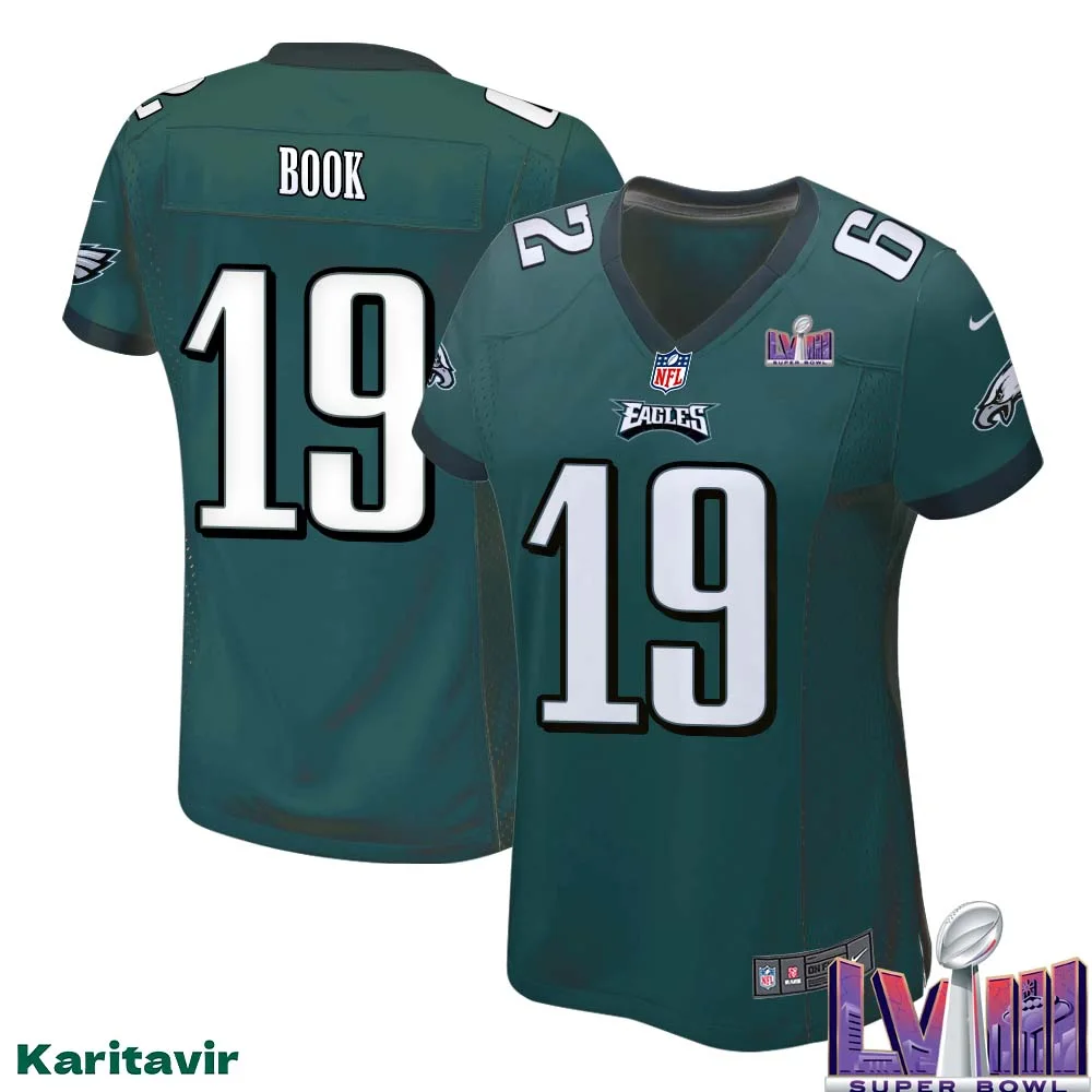 Ian Book No 19 Women Midnight Green Philadelphia Eagles Super Bowl LVIII Home Game Player Jersey
