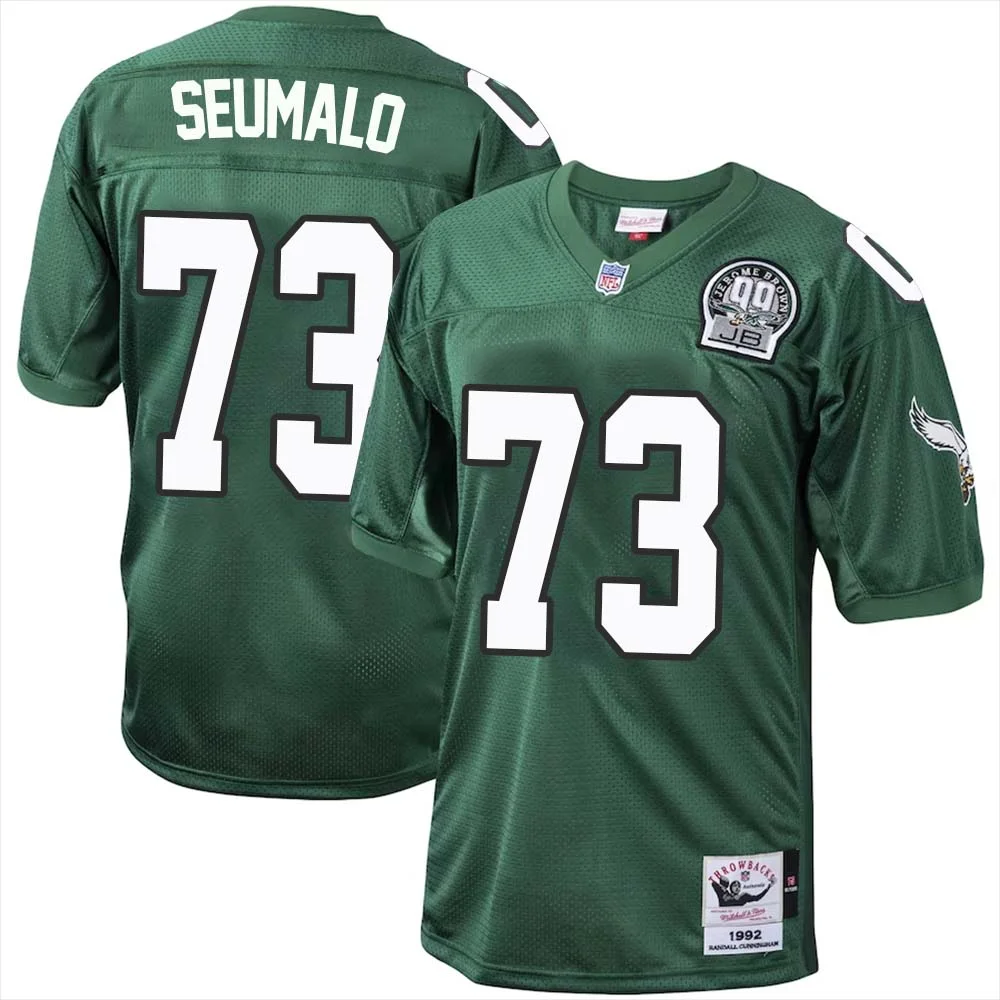 Isaac Seumalo No 73 Philadelphia Eagles Mitchell Ness Kelly Green 1992 Authentic Throwback Retired Player Jersey 1