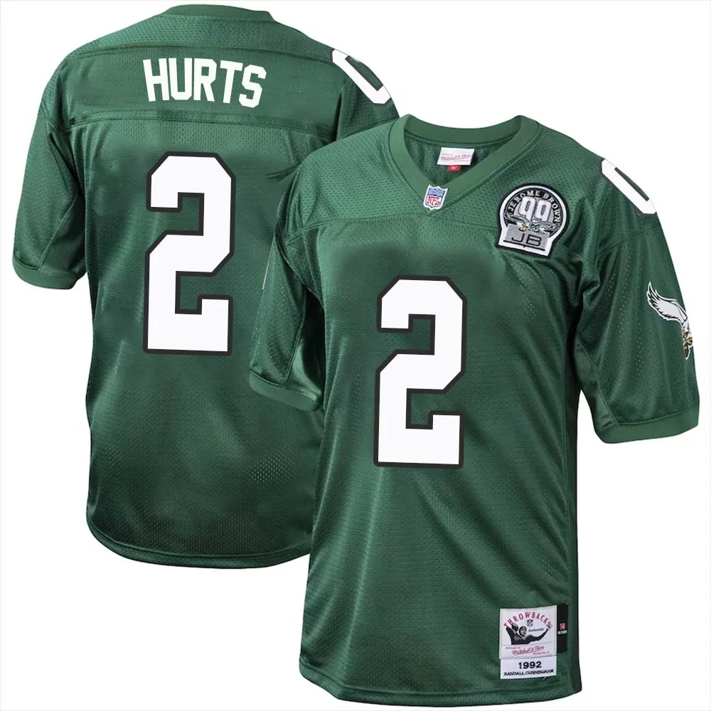 Jalen Hurts No 2 Philadelphia Eagles Mitchell Ness Kelly Green 1992 Authentic Throwback Retired Player Jersey