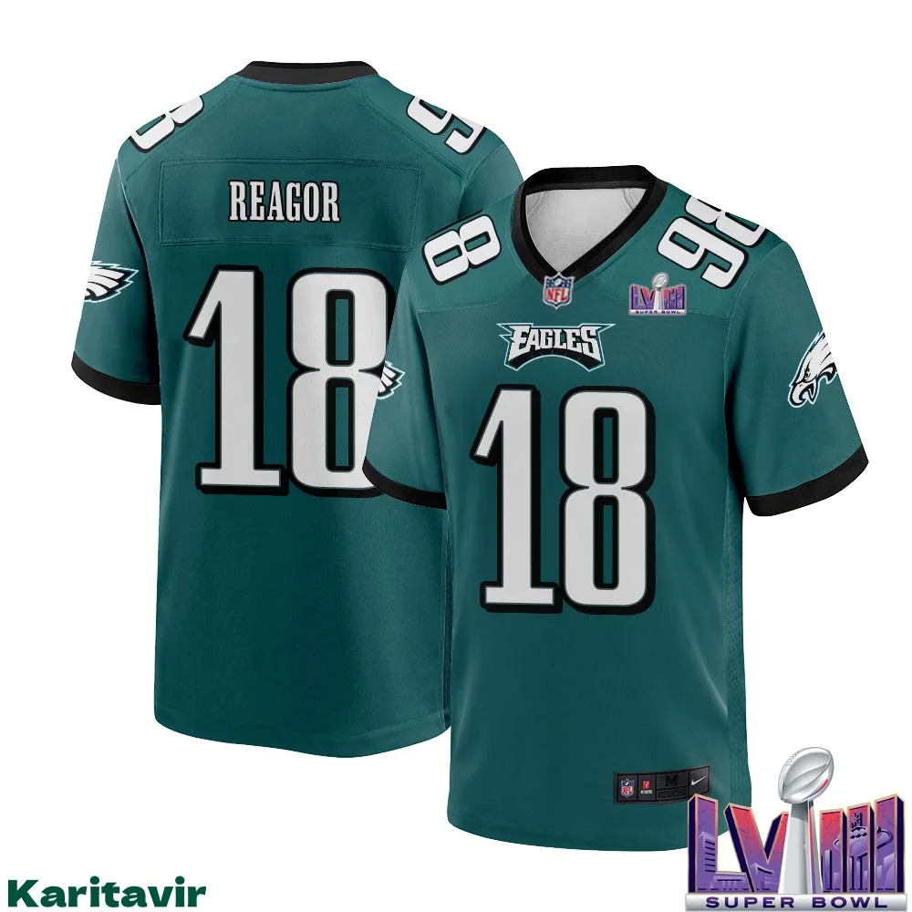 Jalen Reagor No 18 Men Midnight Green Philadelphia Eagles Super Bowl LVIII Home Game Player Jersey