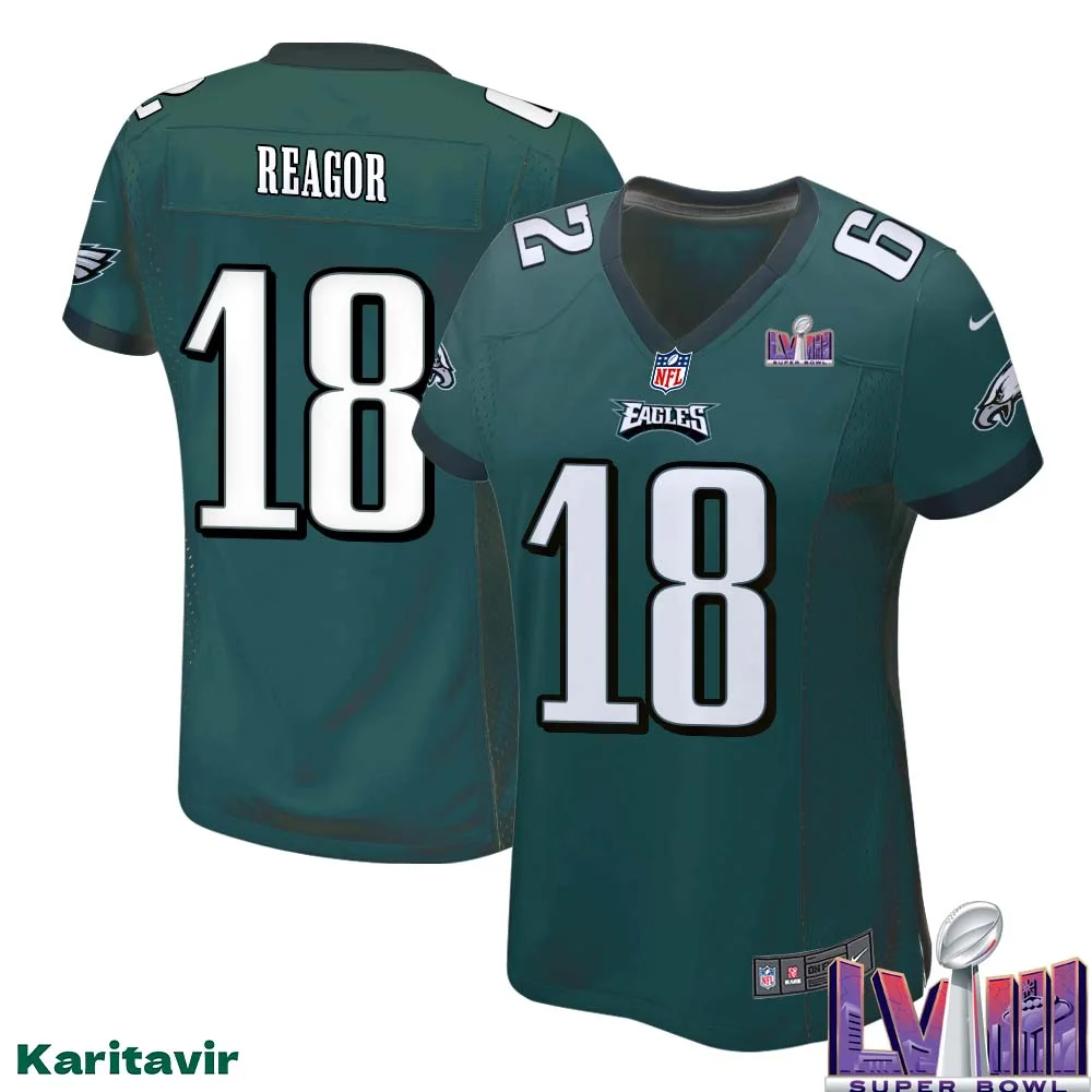 Jalen Reagor No 18 Women Midnight Green Philadelphia Eagles Super Bowl LVIII Home Game Player Jersey