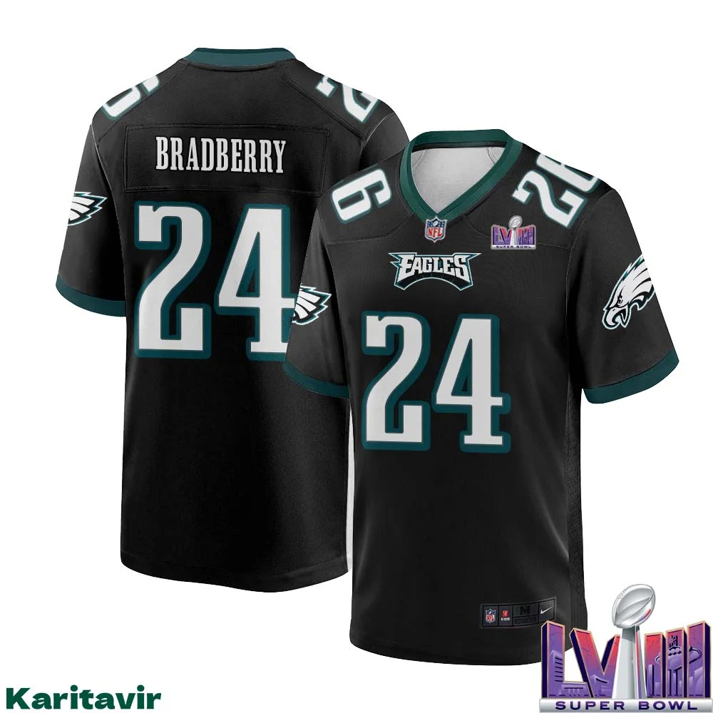 James Bradberry No 24 Men Black Philadelphia Eagles Super Bowl LVIII Alternate Game Player Jersey 1