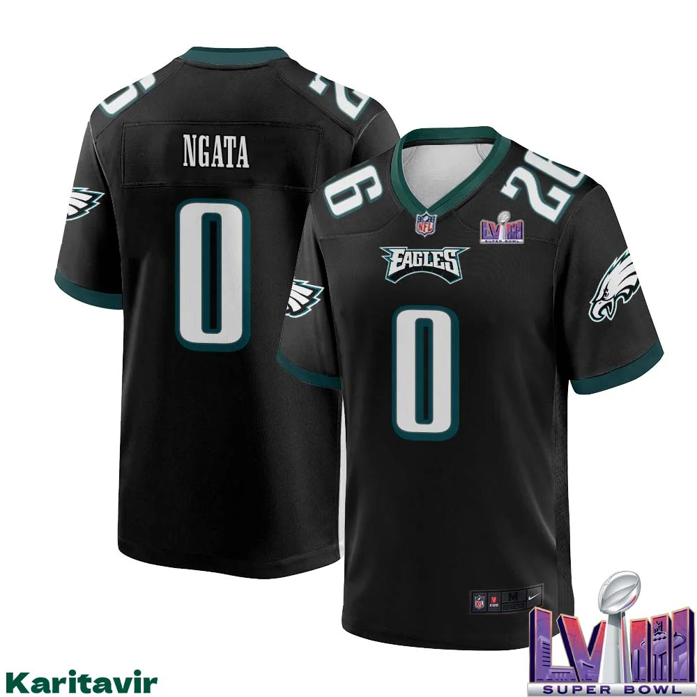 Joseph Ngata No 0 Men Black Philadelphia Eagles Super Bowl LVIII Alternate Game Player Jersey