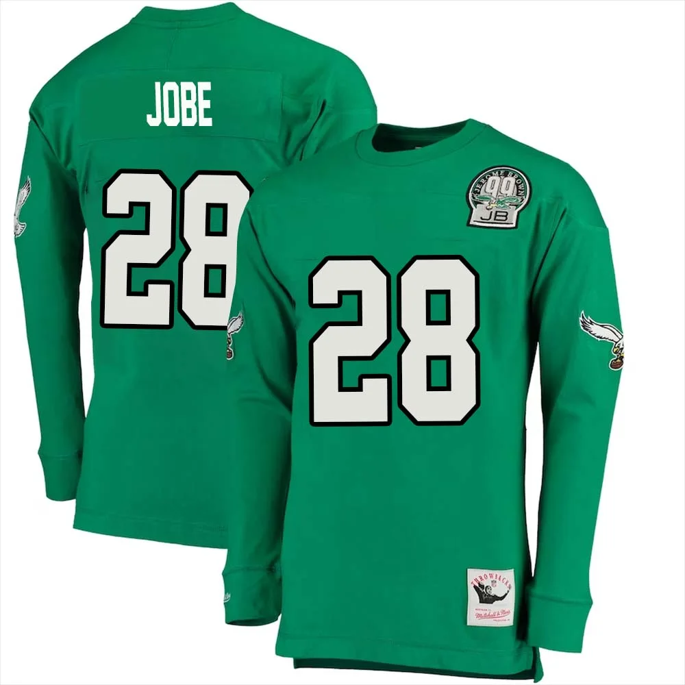 Josh Jobe No 28 Mitchell Ness Kelly Long Sleeve Top Green Philadelphia Eagles Throwback Retired Player 1
