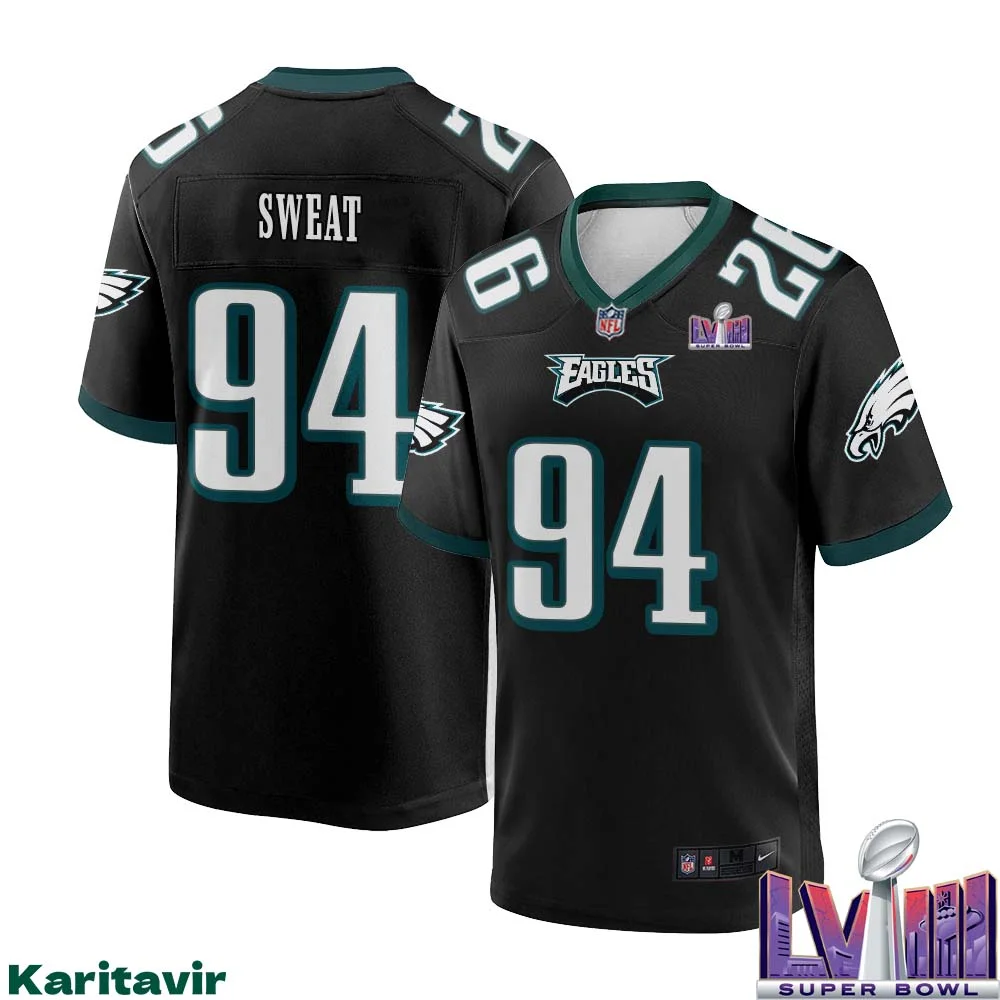 Josh Sweat No 94 Men Black Philadelphia Eagles Super Bowl LVIII Alternate Game Player Jersey